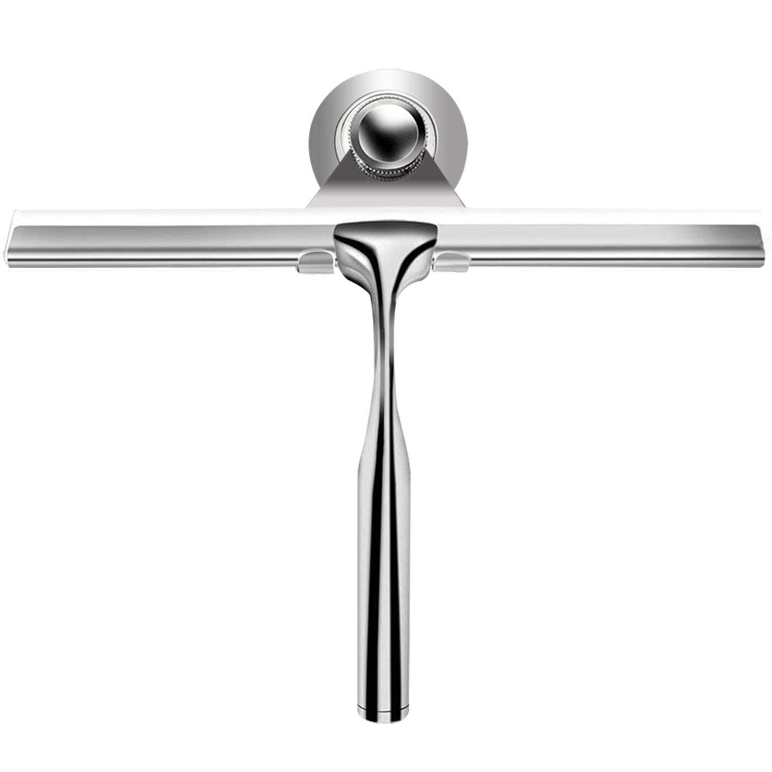 Ponsey Shower Window Squeegee, Stainless Steel Squeegee for Shower Doors Bathroom Kitchen Car Mirror Glass Cleaning Brush Wiper Scraper with Suction Hook