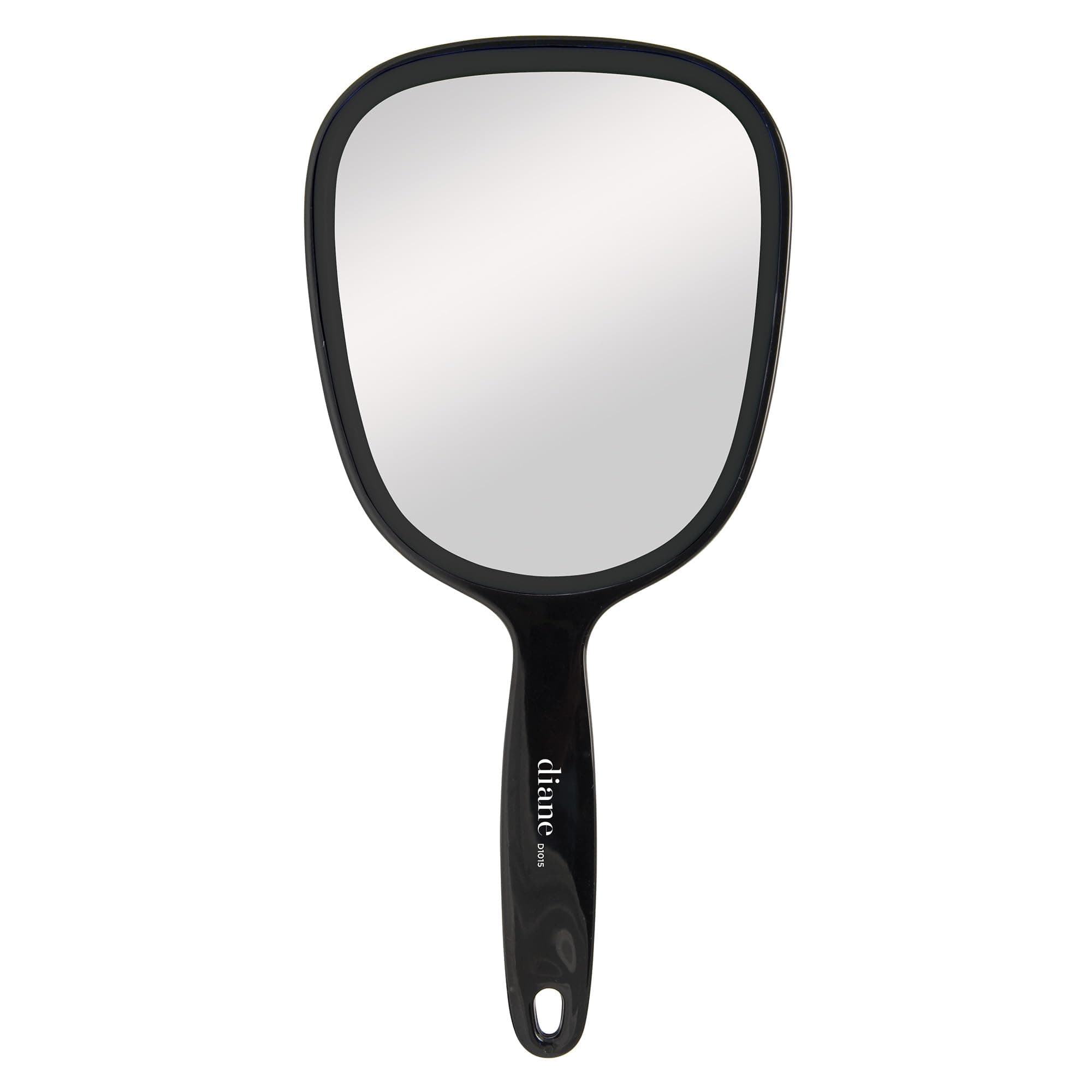 Standard 1X Magnification Hand Mirror, Single Sided Hand Held Mirror with Handle for Salon, Barber, Grooming, Vanity, Shaving, and Travel, Medium, 5" x 11", Black