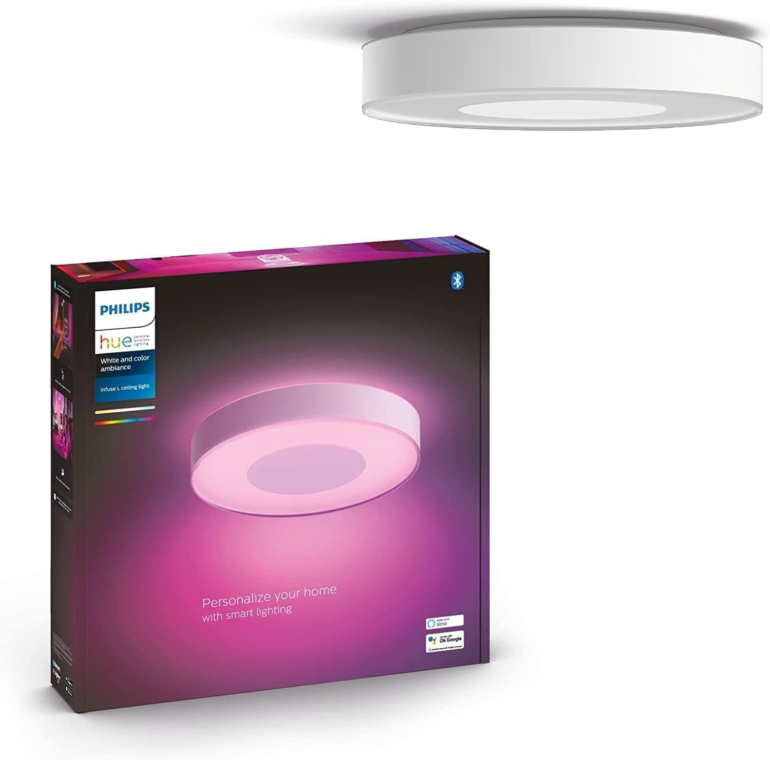 Infuse White and Colour Ambiance Smart Ceiling Light [Large - White] with Bluetooth, Living Room Light Works with Alexa, Google Assistant and Apple Homekit, Smart Ceiling Lamp