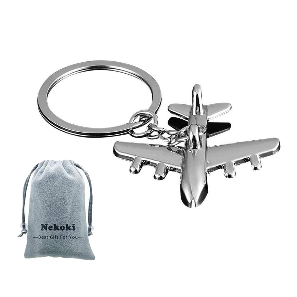 Airplane Keychain 3D Airplane Model Key Ring Creative Aircraft Metal Keyfob for Birthday Christmas Gifts,Flying Aviation Graduation Gift
