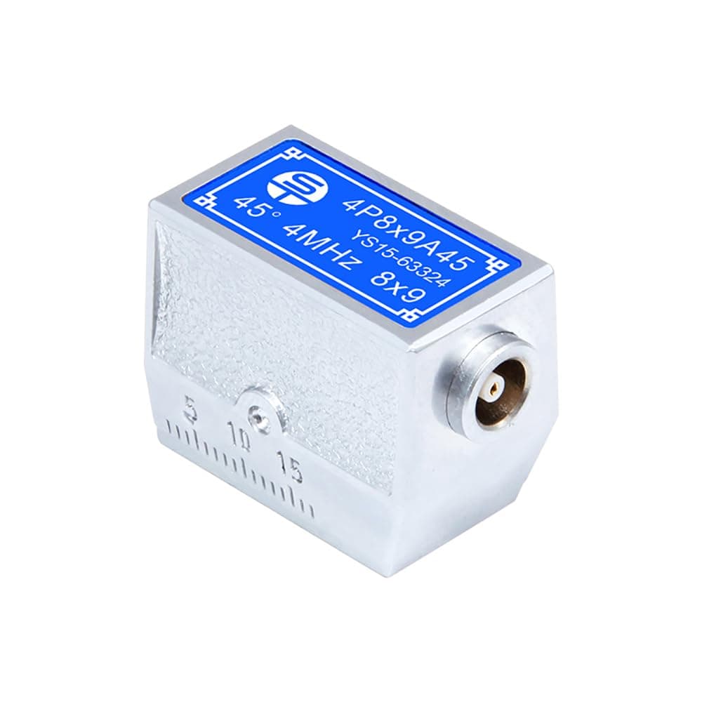 YUSHI Ultrasonic Flaw Detector Angle Beam Probes/Transducers 4 MHz Collection w/ Dual Crystal/Elements for NDT Testing (4P8x9A45)