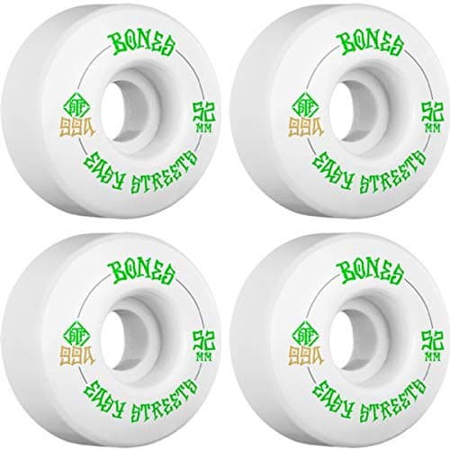 Bones Wheels STF V1 Easy Streets White/Green Skateboard Wheels - 52mm 99a (Set of 4)
