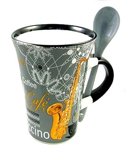 Little Snoring Gifts Cappuccino Mug With Spoon - Saxophone Grey