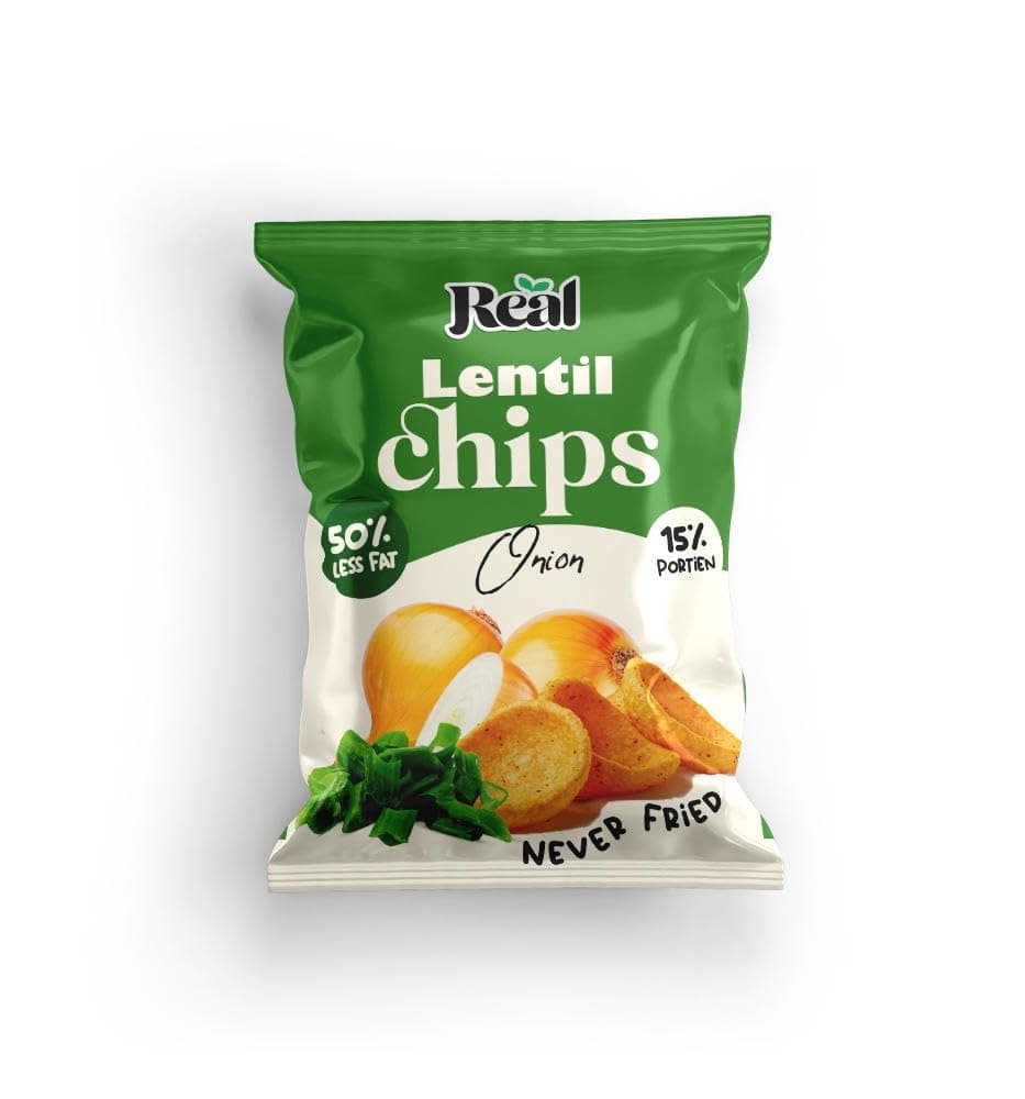 Chips - Lentil Chips – Onion Flavor, 60g Pack – 50% Less Fat, Never Fried, Crunchy & Healthy High-Protein Snack