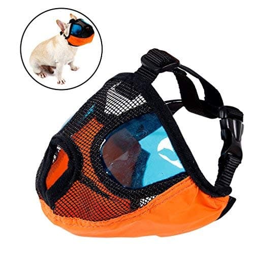 Dog Muzzles for Biting Barking,Adjustable Short Snout Dog Anti Bite Puppy Mesh Muzzle With Eyeglasses Masks For Pitbulls,Pekingese,Tibetan spaniels,Boston Terrier,American English Bulldogs (Small)