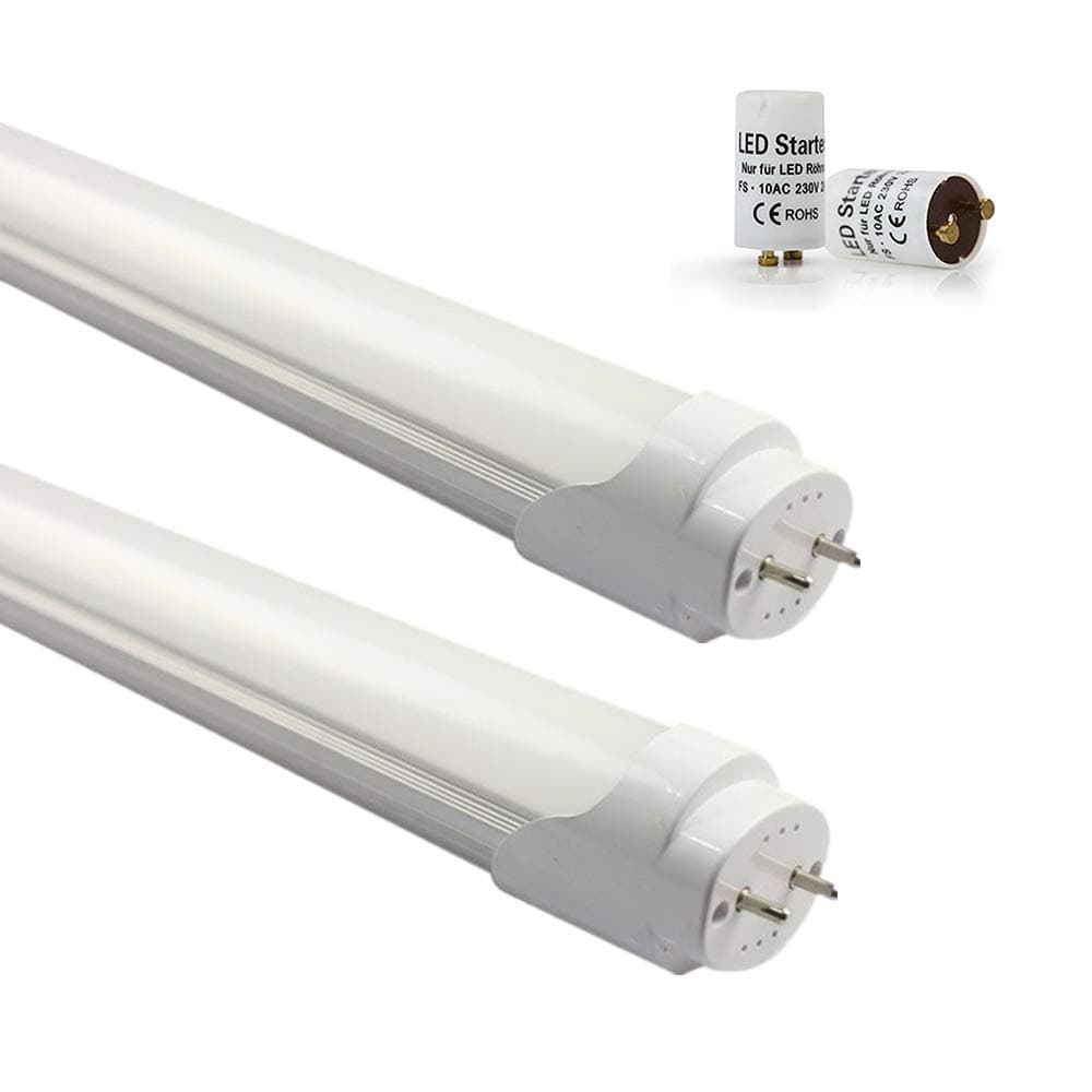 2pcs T8 G13 120cm 4FT 18W 1620LM 96SMD Cool White 6000-6500K LED Tube Bulbs Fluorescent/Neon Tubes w White Cover [Energy Class A+]
