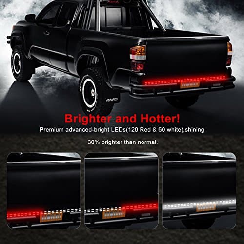 60" LED Truck Bed Light Strip White Waterproof Lighting Bar Kit with On-Off Switch Fuse 2-Way Splitter Cable for Jeep Cargo Boat Pickup RV SUV (60" Double Tailgate Light Bar(180LEDs))