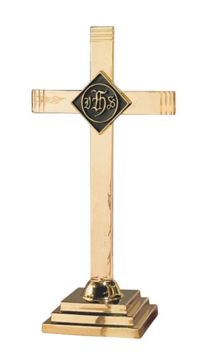 Sudbury Brass Altar Cross with IHS Emblem