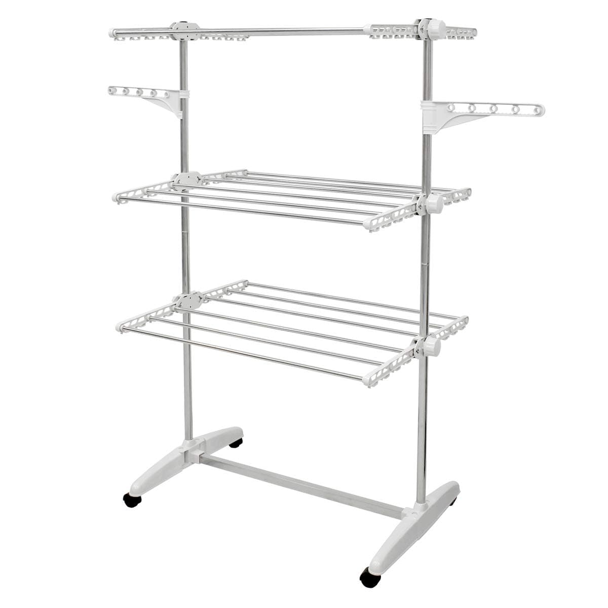 ECD Germany Drying Rack mobile 85 x 65 x 147 cm (LxWxH) - with castors and 3 levels - made of stainless steel - incl. Mounting material - tumble dryer clothes dryer