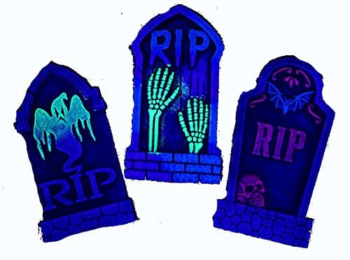 Chic Designs Set of 3 16" Asst. Halloween Foam Tombstones, Black Light Props, Haunted House or Yard Decorations and Lawn Accessories