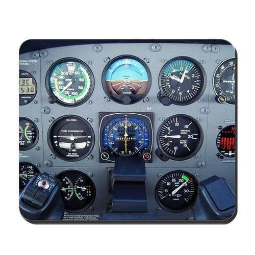 Small Cessna Airplane Instrument Panel - Non-Slip Rubber Mousepad, Gaming Mouse Pad