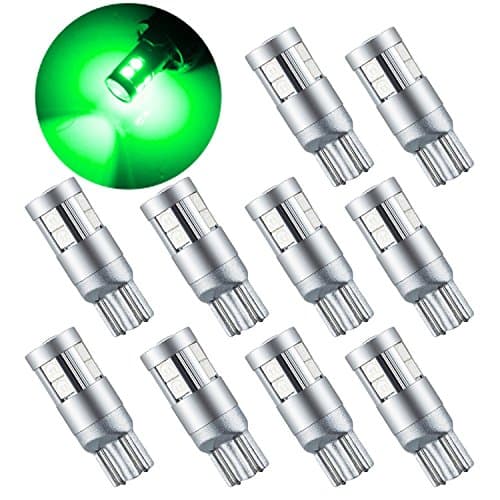 Lesercfbry 2 pcs LED Green Car Light Bulbs T10 W5W Wedge 9SMD 3030 Super Bright LED Light bulbs W5W 2825 158 192 168 194 trucks 12v-24V