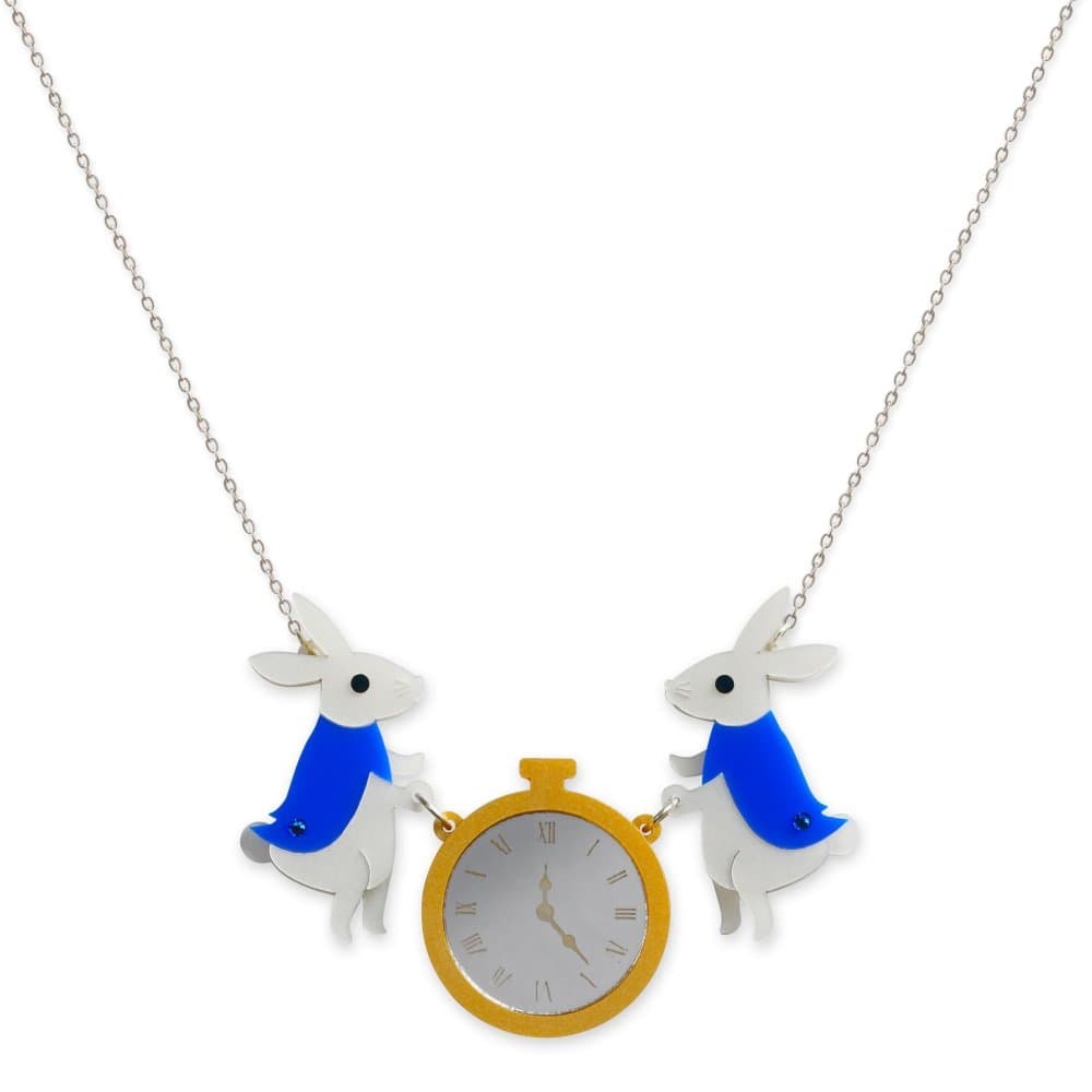Little Moose Laser-Cut Acrylic Alice in Wonderland White Rabbit Necklace