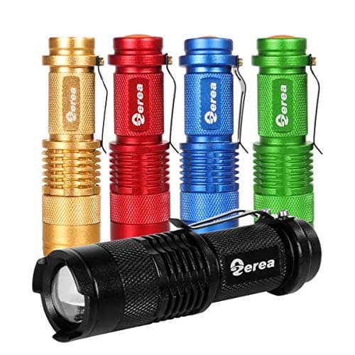 Ultra-Bright LED Tactical Mini Flashlights, High Lumens Zoomable LED Handheld Flashlights with 3 Lighting Modes - Best for Emergency, Hiking, Outdoor and Camping, ZEREA 5 Pack… (5 Color)