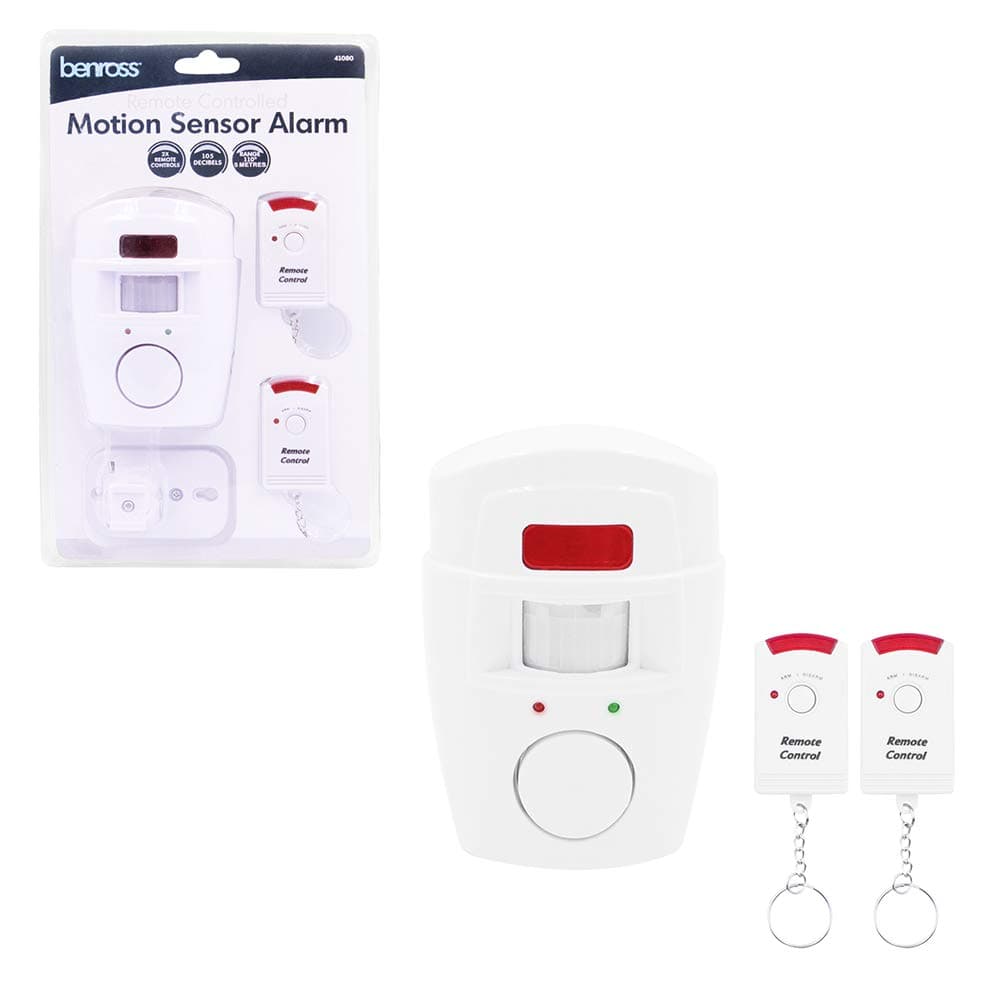 Benross 41080 Motion Sensor Alarm Includes 2 Remote Controls 5m Range