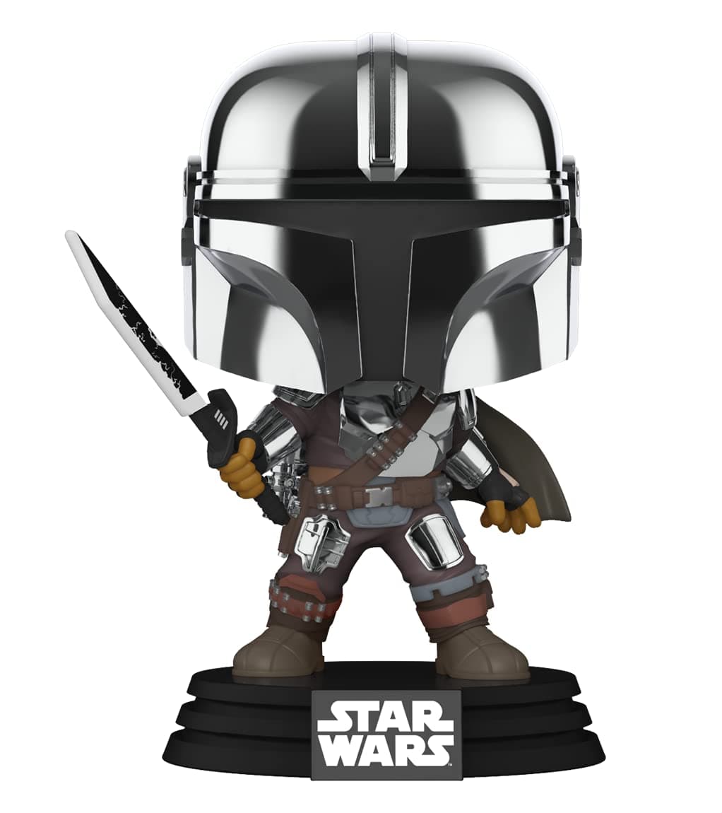Funko POP! Star Wars Mandalorian with Darksaber (Chrome & Glow in The Dark), Exclusive