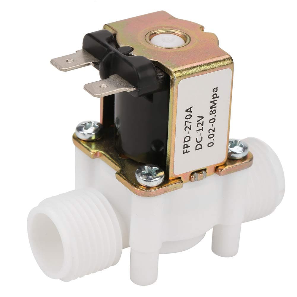 Solenoid Water Valve, 12V G1/2" NC Plastic Electrical Inlet Solenoid Water Valve for Washing Machine/Water Dispenser/Garden Spray Irrigation, Durable and Replaceable