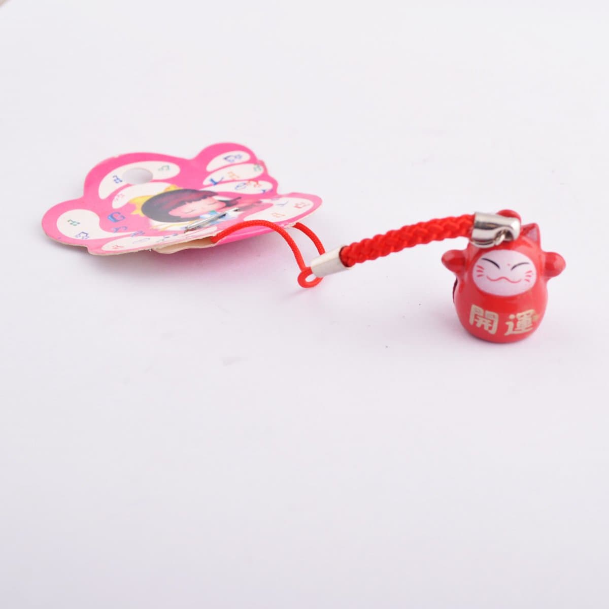 Fengshui Red Fortune Cat Cell Phone Handbag Hanging Amulet+ Free Red String Bracelet SKU:M1034
