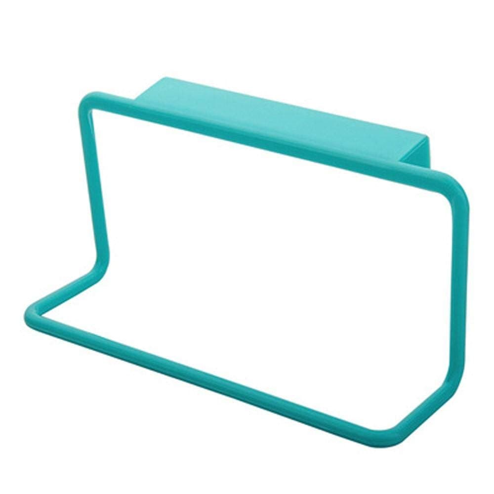 SUNKYS Door Tea Towel Rack Bar Hanging Holder Rail Organizer Bathroom Cabinet Cupboard Hanger Kitchen Accessories 19 * 9 * 5.5Cm-Blue