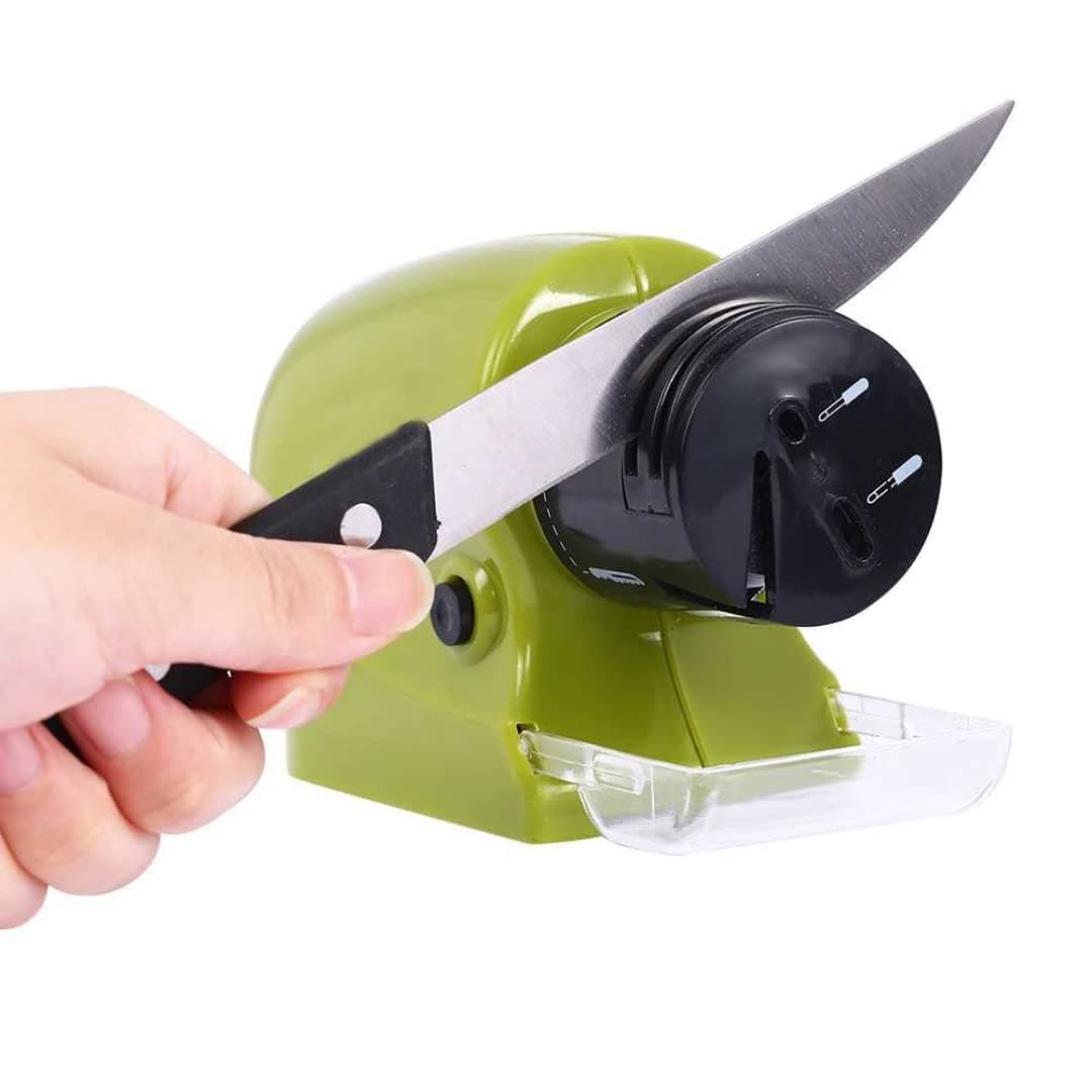 Suzec Electric Knife sharpner Motorized Sharpening Swifty Knives Power Sharpener Precision Scissors Sharp Tool Home Kitchen Electric Grind Machine Electric Knife Sharpener Cordless (Mutli use)(Green)