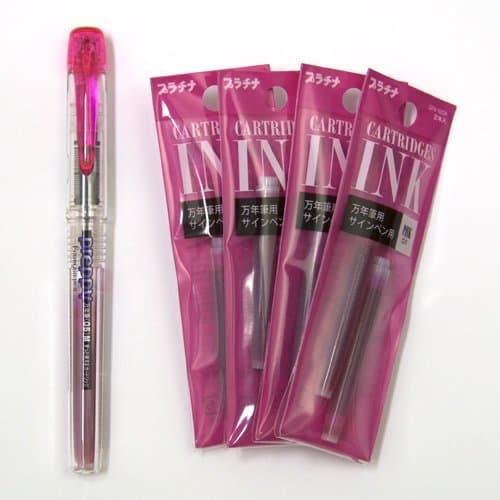 Purepi fountain pen in pink ink character set eight (japan import)