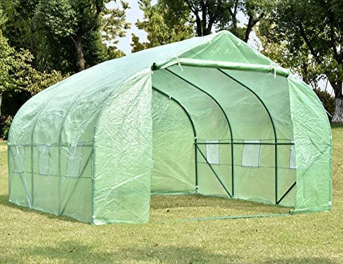 NSdirect Greenhouse(12'x10'x7'),Heavy Duty Shed Walk in Outdoor Plant Gardening Green House Portable Plant Hot House with Double Zipper, (Green)