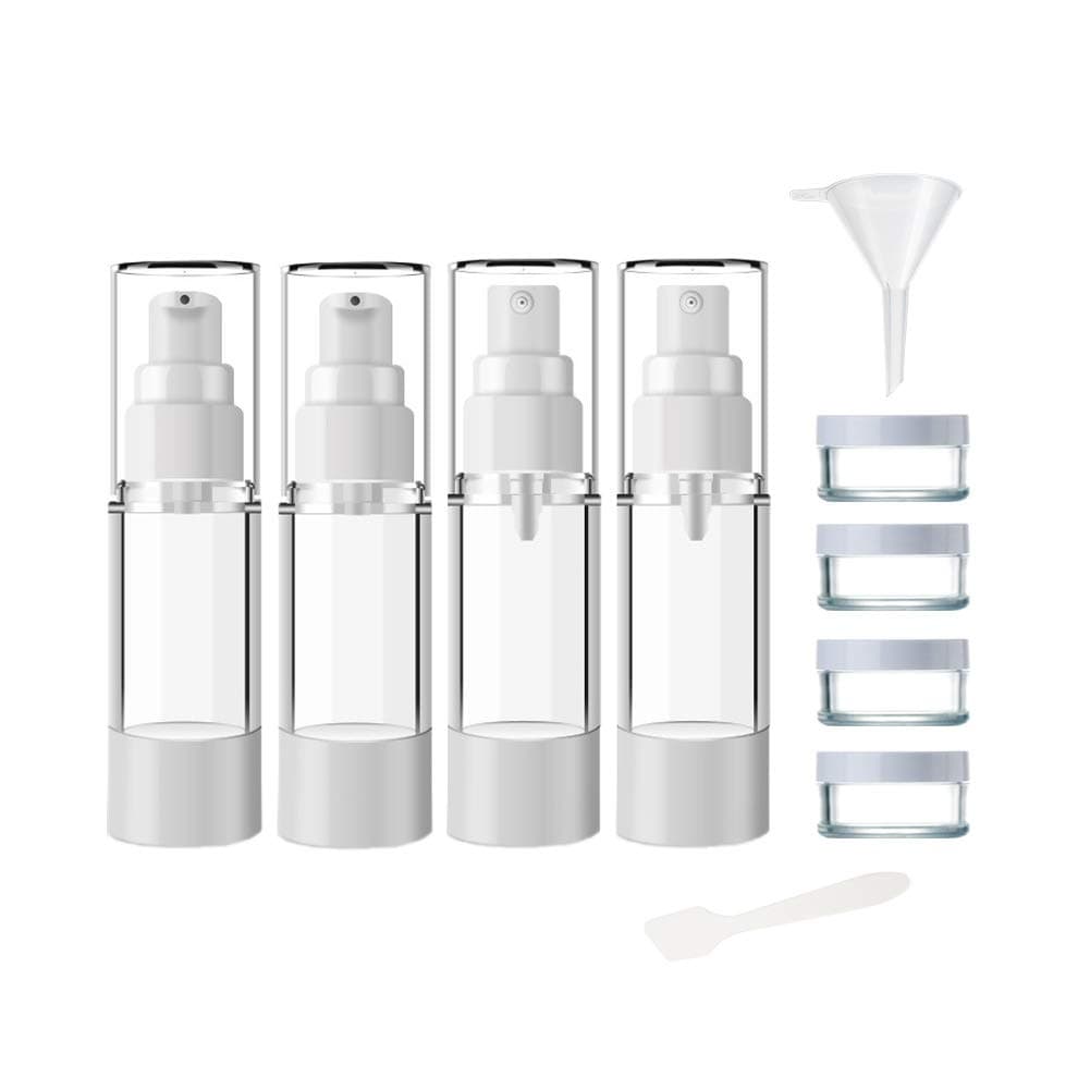 GROWRICH 4pcs 30ml Airless Travel Bottles Set,Empty Pump Bottle and Spray Bottle refillable, Pump Spray Bottle Cosmetic Containers