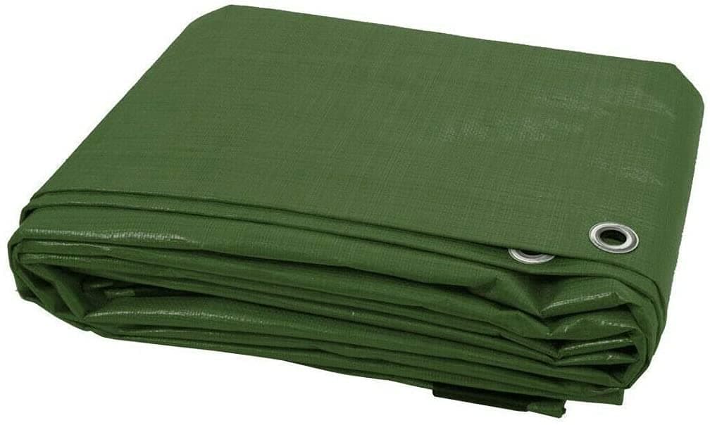 2 x 3 m Green Tarpaulin Waterproof Heavy Duty Tarp Sheet Cover, Groundsheet - Waterproof, Weatherproof, Frost-Resistant, UV Protection, Universal, Multipurpose, Reinforced Eyelets