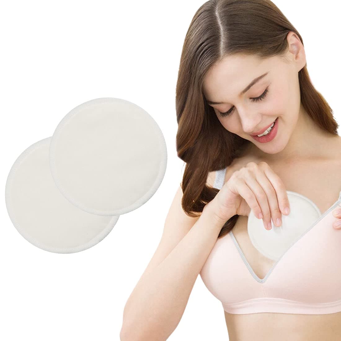 Reusable Maternity Breast Pads Washable Nursing Pads Absorbent Breast Pads Cotton Nipple Pad for Breast Feeding Mothers White 2 PCS