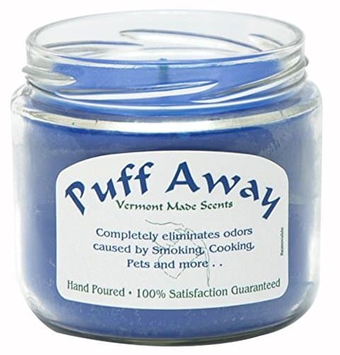 Puff Away Candle - Completely Eliminates Odors from Smoking, Cooking & Pet Oders, 12 oz, Blue