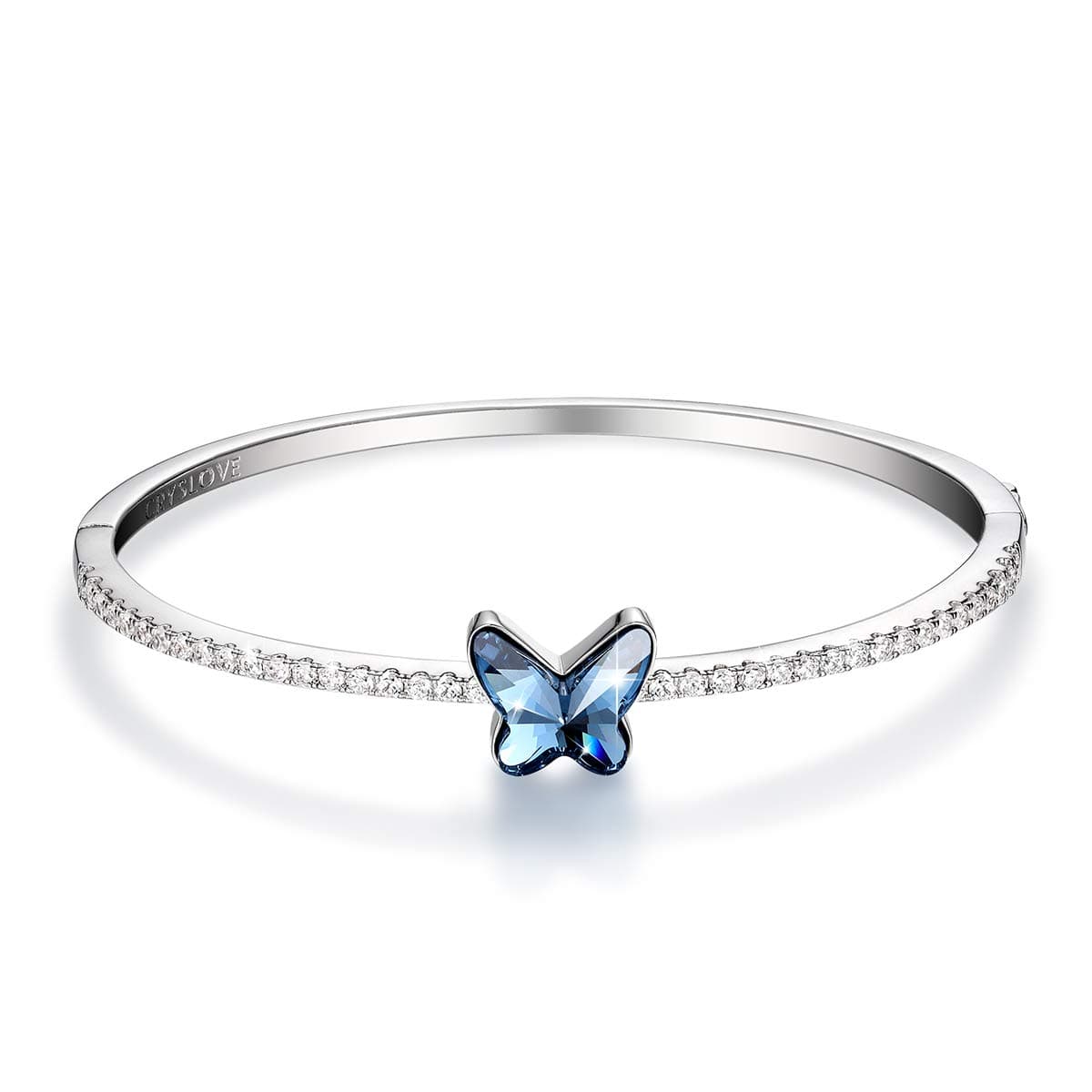 CRYSLOVE Butterfly Bangle Bracelet Dream Chasers Elegant Butterfly Cuff Copper Blue Crystal Butterfly Bracelet Jewellery Gift, Comes with Elegant Gift Box