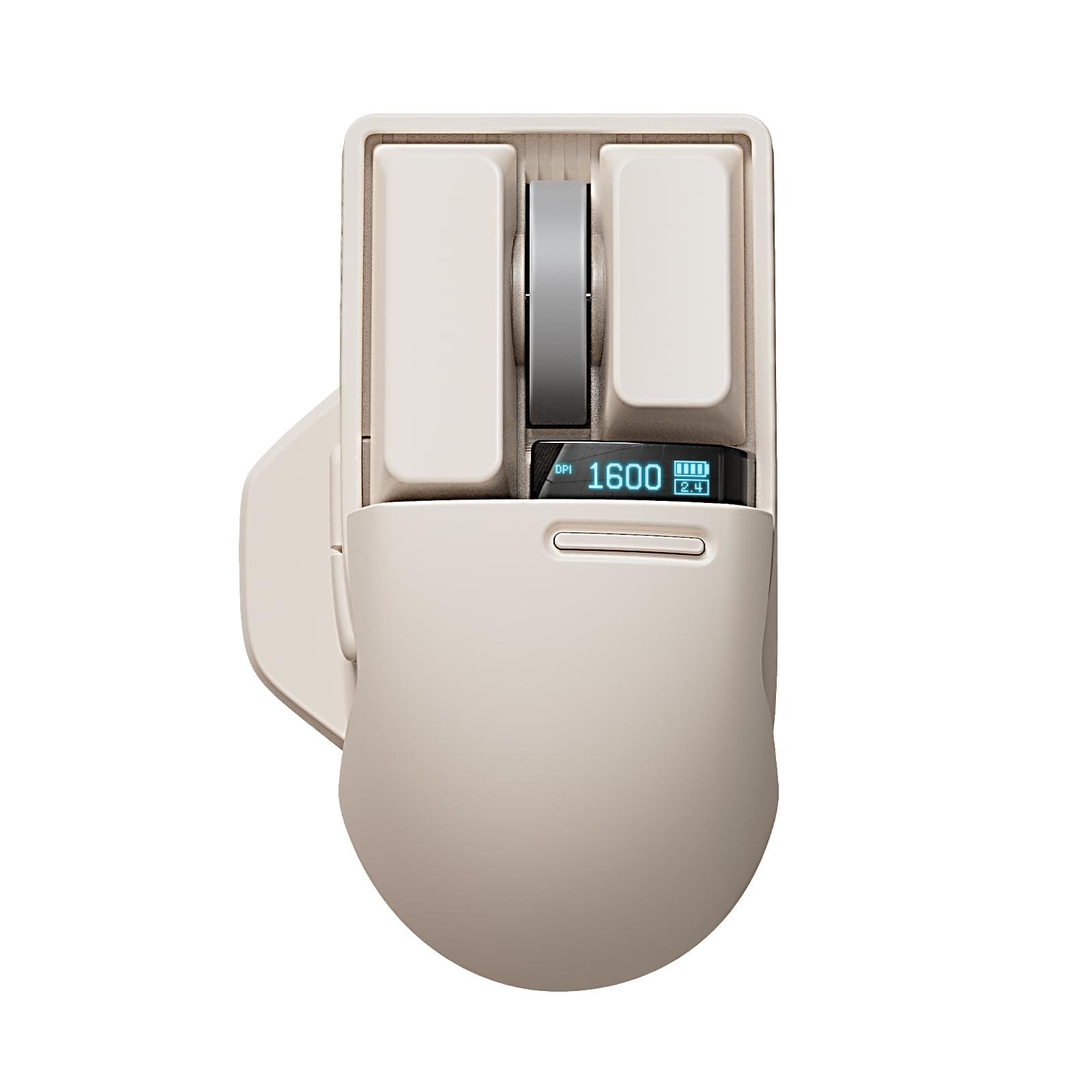 Touch PBT Wireless Mouse with USB Receiver, Bluetooth, Wired Connection, Rechargeable, 4000 DPI with OLED Screen Compatible with Glass Surface for Mac Windows PC Notebook/Tofu White 2025