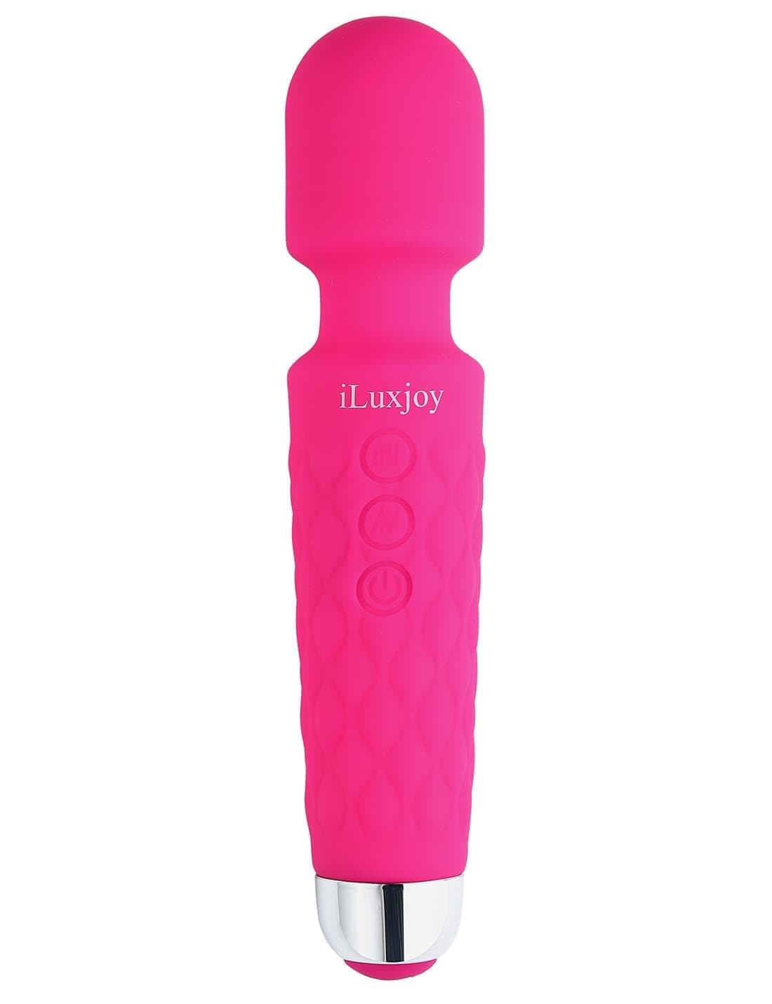 iLuxjoy FDA Approved Handheld Waterproof Rechargeable Wand Massager, Deep Tissue Massager Relieves Muscle Tension Body Aches Pains Sports Recovery 20-Speed Vibrations Durable Battery (Pink)