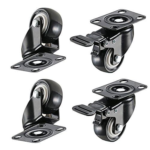 1.5" Swivel Caster Wheels with Safety Dual Locking and Polyvinyl Chloride No Noise Wheels,Heavy Duty - 330 Lbs Total Capacity for Set of 4 (2 with Brakes)