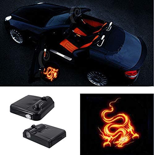 Premium Wireless Car Door Light Led Easy Installed Welcome Laser Projector Pastable Logo Light Holeless Ghost Shadow Lamp Logos Replacement for All Car Accessory 2 Pcs (BAT)