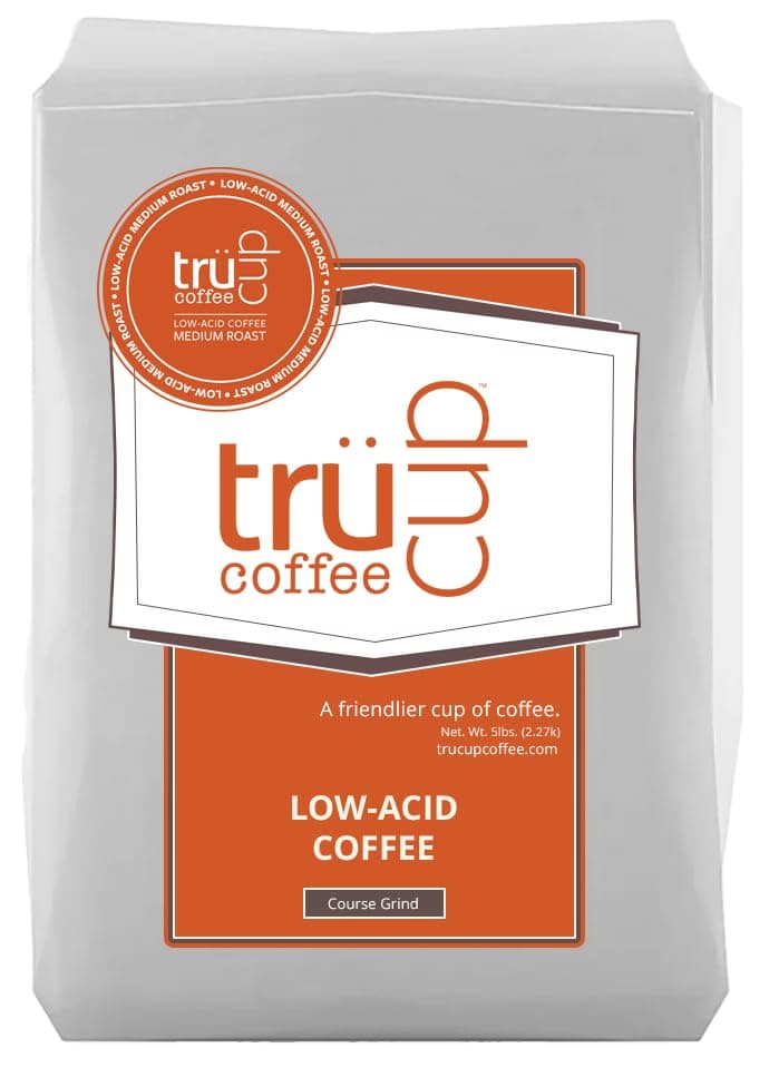 trücup Low Acid Coffee, Whole Bean Coffee Medium Roast 2 LB, Natural Water&Steam Process (60% Less Acid), Smooth Flavor, Stomach-Friendly Rich in Antioxidants