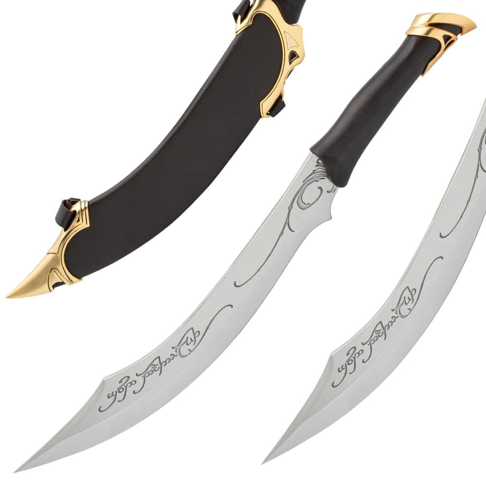United Cutlery Lord of The Rings Elven Knife of Strider | LOTR Officially Licensed Reproduction | Stainless Steel Blade | Wooden Wall Plaque | Certificate of Authenticity | Full Size Replica