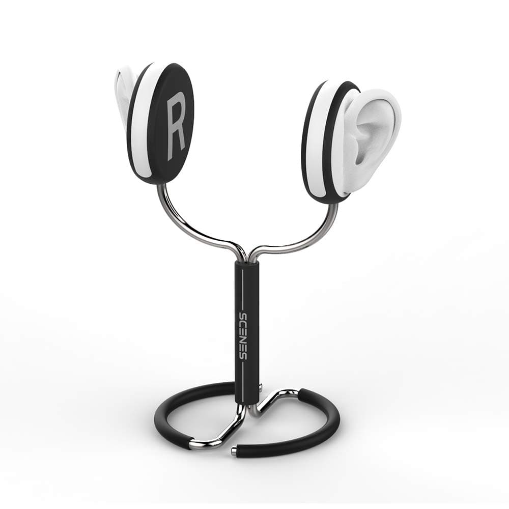 Scenes Lifelike VR Recording Earphone Stand, Real Head Structure, Bionic Ears, Plastic, White