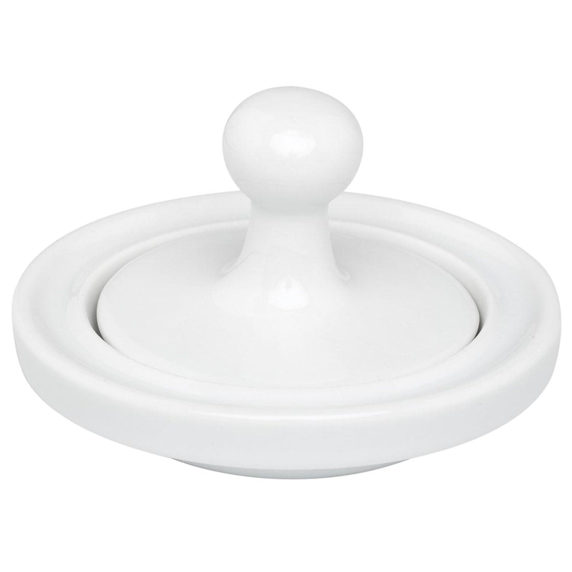 HIC Kitchen Flying Saucer Mortar and Pestle Grinder, Porcelain, White