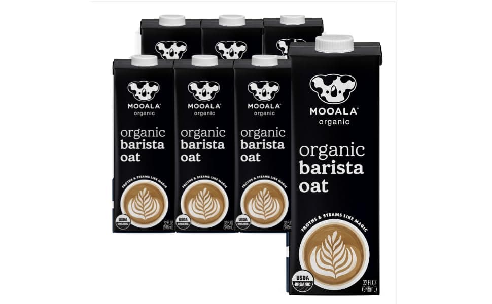 Mooala Organic Barista Oatmilk – Shelf-Stable Oat-Based Creamer for Coffee and Matcha, Non-GMO, Chemical-Free Sunflower Oil, 32 fl oz (Case of 6)