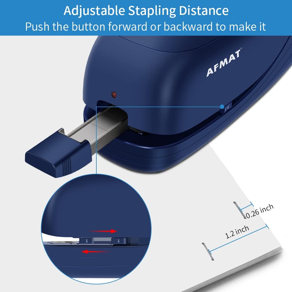 AFMAT Electric Stapler Desktop, Automatic Staplers for Desk, Portable Stapler, AC or Battery Powered Heavy Duty Stapler, with Reload Reminder & Release Button, 25 Sheets Capacity, Blue