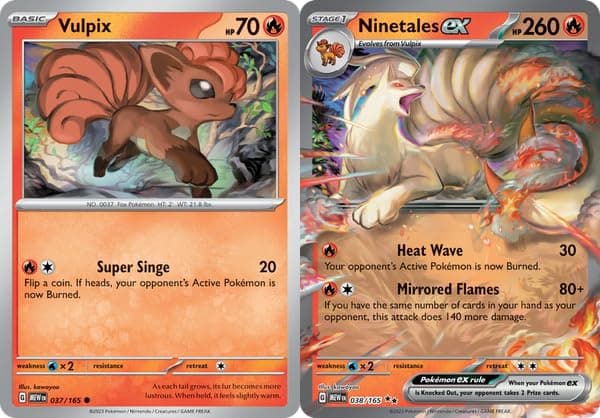 Pokemon Ninetales ex 038/165 - 151 - Double Rare - Evolution 2 Card Set - Vulpix