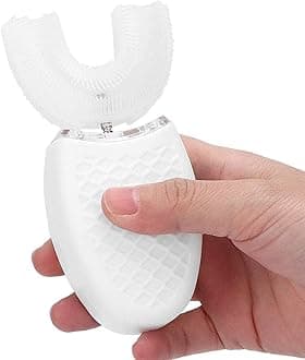 U-Shaped Sonic Toothbrush - Automatic Cleaning with Food Grade Silicone Brush Head for Adults (White)