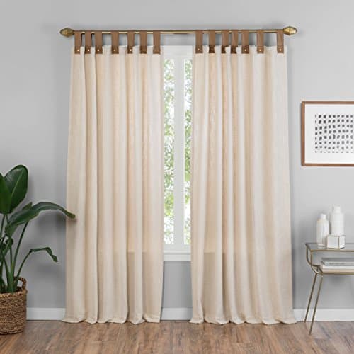 VUE Curtains for Bedroom - Torrington 52" x 63" Decorative Single Panel Tab Top Window Treatment Privacy Curtains for Living Room, Natural