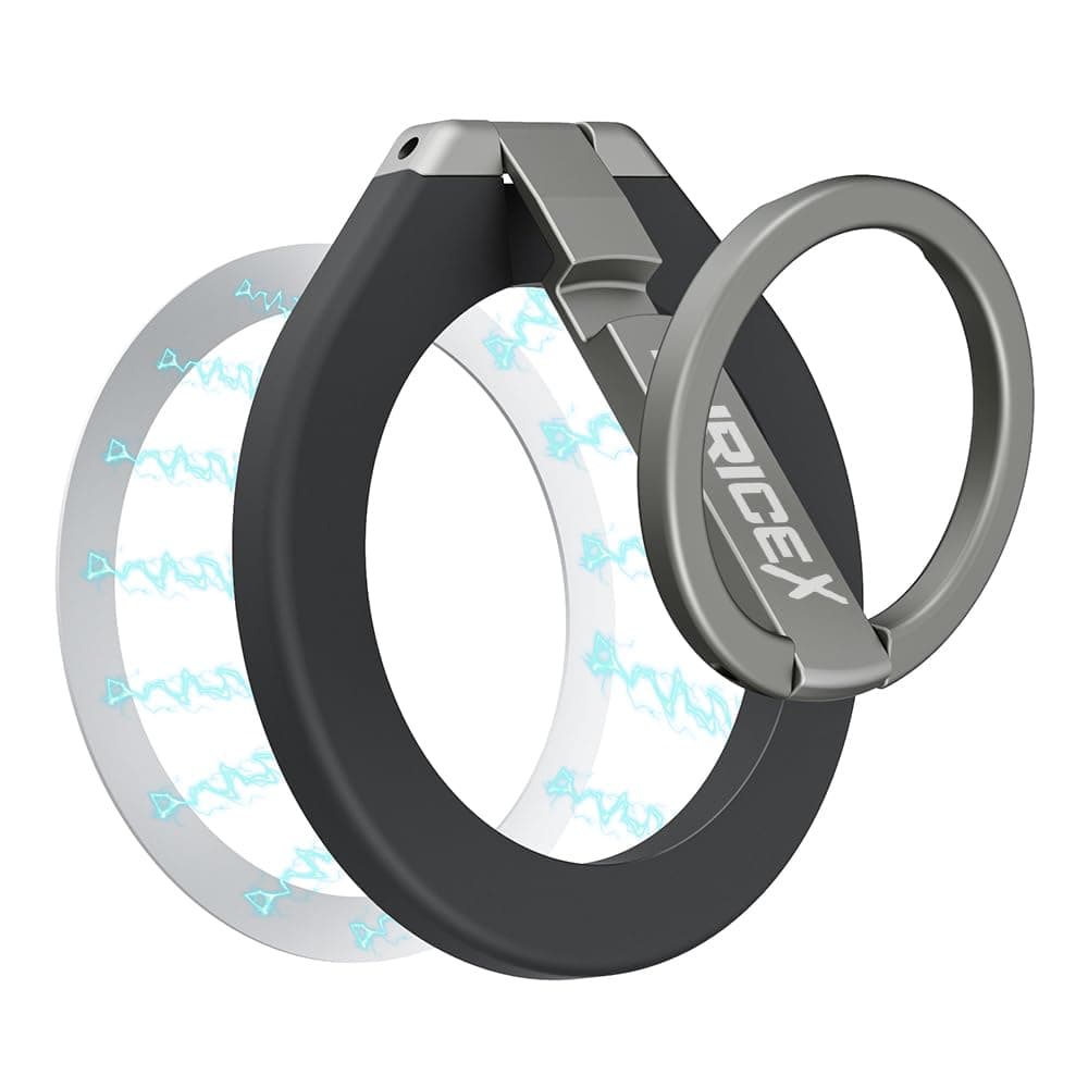 Magnetic Phone Grip with Adjustable Ring Holder and Finger Kickstand Loop