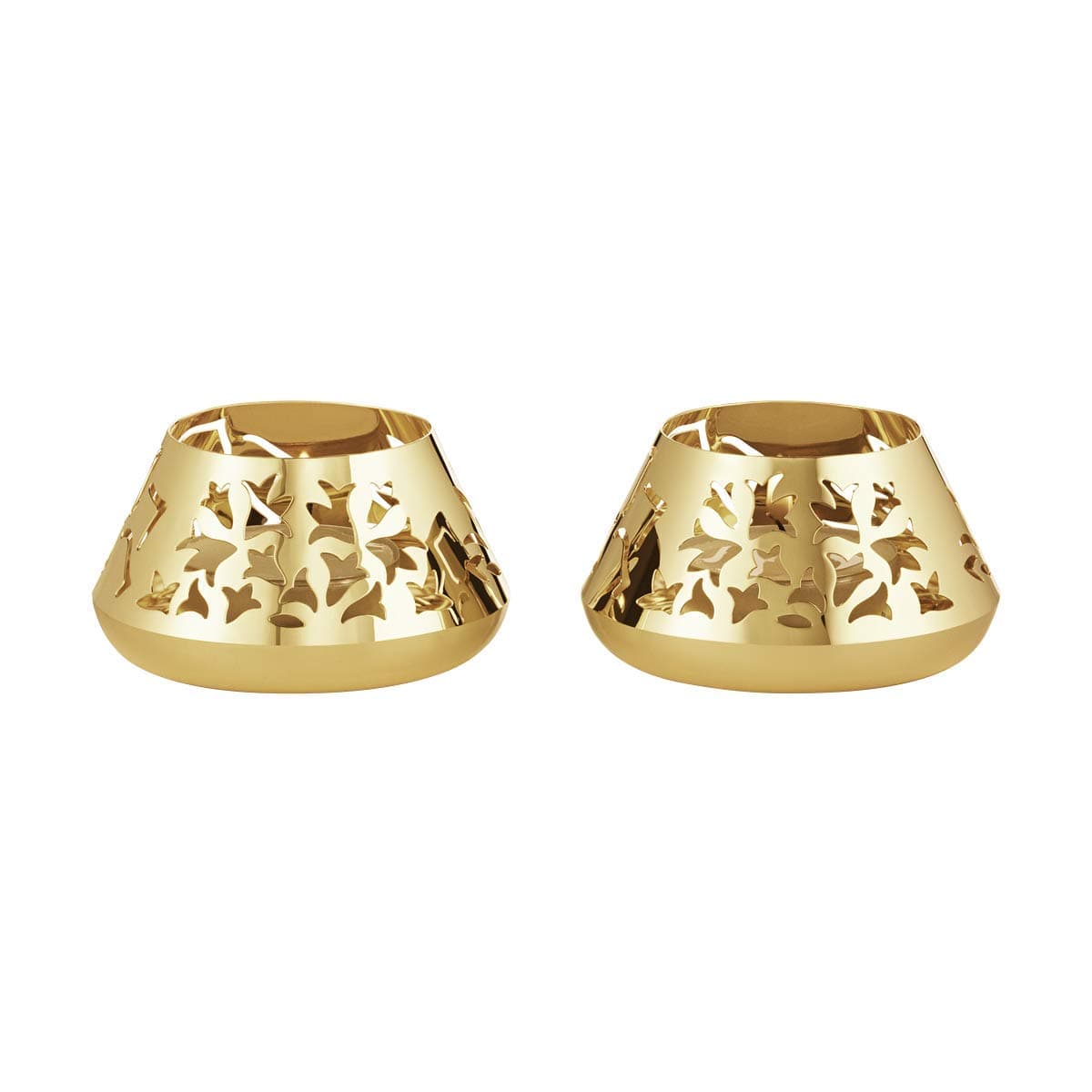 Georg Jensen Holiday Gold Ice Flower Tealight Set, Set of 2