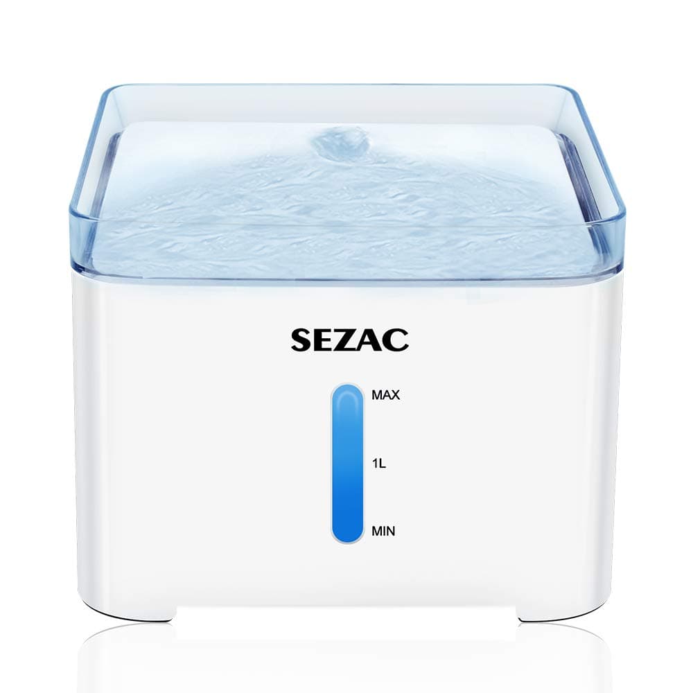 Cat Water Dispenser, 2L Automatic Dog Water Dispenser with 2 Replaceable Filters & 4 Pre-Filter Foam Cotton