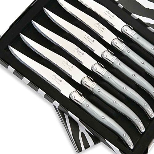 Set of 6 Laguiole steak knives ABS grey - Direct from France