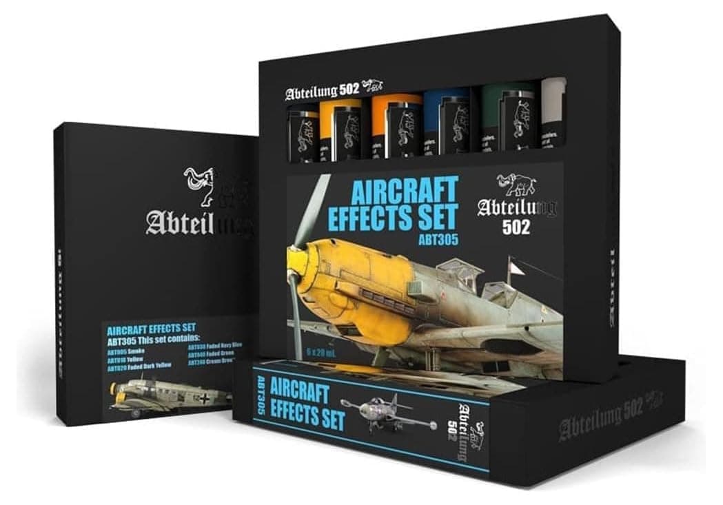 ABTEILUNG 502 Aircraft Effects Set, 6 x 20ml Modeling Paints Set, 6 x 20ml Paint Tubes, All Ages, Aviation