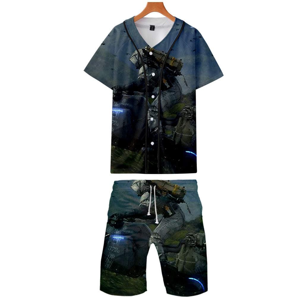 Mobile Game Death Stranding 3D Color Printing Casual Baseball Uniform Short T-Shirt and Shorts Men's Summer Print Two-Piece Suit